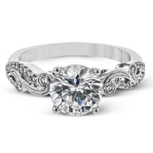 Big Round 3.40 Carats Diamonds Antique Looks Engagement Ring Gold - Solitaire Ring with Accents-harrychadent.ca