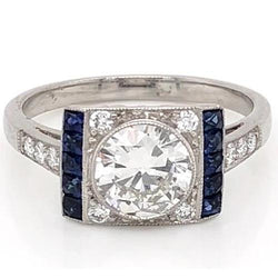 Natural Earth Mined Diamond Accent Ring Ceylon Sapphire 2.10 Carats Jewelry New