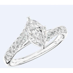 Marquise And Round Cut 3.25 Ct. Natural Earth Mined Diamond Wedding Ring White Gold 14K