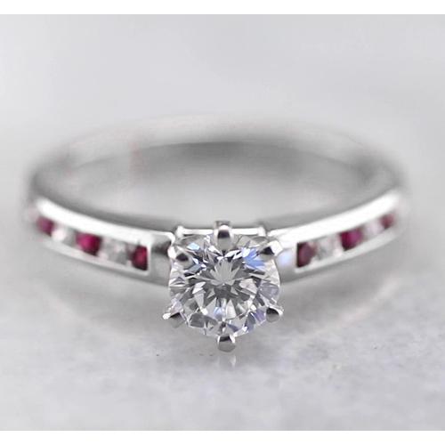 Round Diamond Engagement Ring 1.50 Carats White Gold 14K Channel Set - Solitaire Ring with Accents-harrychadent.ca