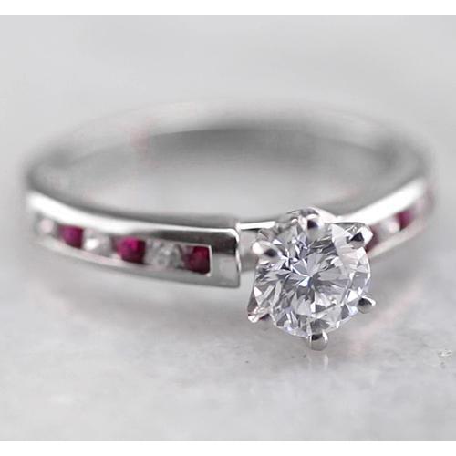 Round Diamond Engagement Ring 1.50 Carats White Gold 14K Channel Set - Solitaire Ring with Accents-harrychadent.ca