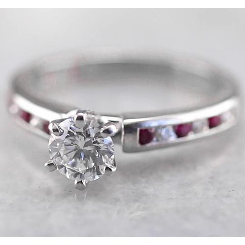 Round Diamond Engagement Ring 1.50 Carats White Gold 14K Channel Set - Solitaire Ring with Accents-harrychadent.ca