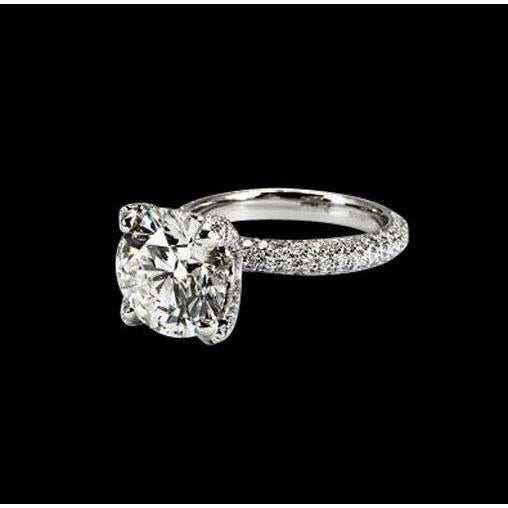 Solitaire Diamond Engagement Ring F Vs1/Vvs1 With Accent 3.01 Ct. WG 14K - Solitaire Ring with Accents-harrychadent.ca