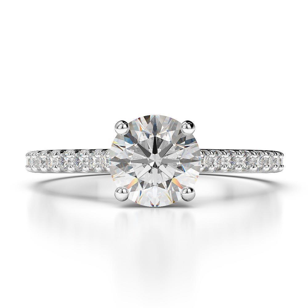 White Gold 2.90 Carats Diamond Engagement Ring - Solitaire Ring with Accents-harrychadent.ca