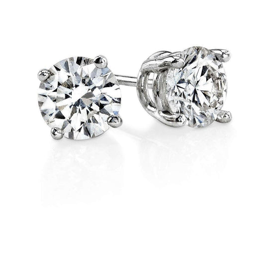 0.90 Carats 4 Prong Set Round Cut Diamond Stud Women Earring - Stud Earrings-harrychadent.ca