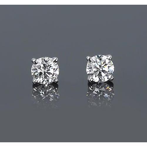 1.20 Carats Four Prong Round Diamond Stud Earring White Gold 14K F Vs1 - Stud Earrings-harrychadent.ca