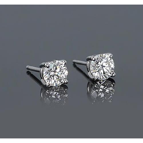 1.20 Carats Four Prong Round Diamond Stud Earring White Gold 14K F Vs1 - Stud Earrings-harrychadent.ca