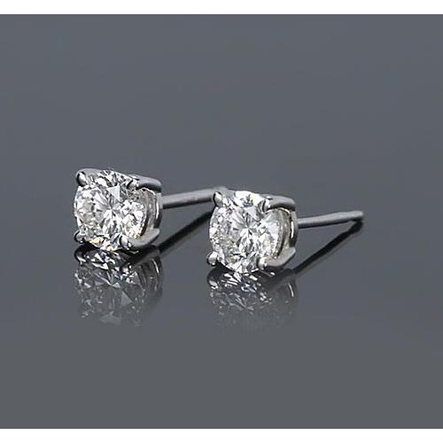 1.20 Carats Four Prong Round Diamond Stud Earring White Gold 14K F Vs1 - Stud Earrings-harrychadent.ca