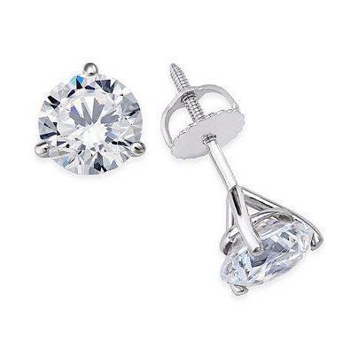 1.20 Carats Round Solitaire Diamond Stud Earring 14K White Gold - Stud Earrings-harrychadent.ca