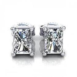 1.5 Carats Radiant Cut Natural Earth Mined Diamond Stud Solitaire Earring White Gold 14K