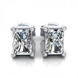 1.5 Carats Radiant Cut Diamond Stud Solitaire Earring White Gold 14K - Stud Earrings-harrychadent.ca