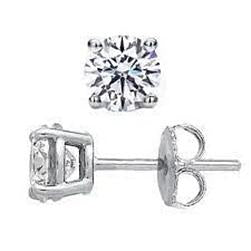 1.5 Carats Solitaire Round Diamond Stud Earring White Gold Jewelry - Stud Earrings-harrychadent.ca