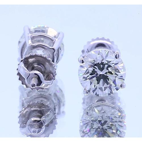 1.50 Carats Diamond Stud Earring Four Prong White Gold 14K - Stud Earrings-harrychadent.ca