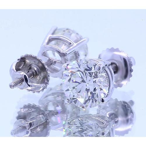 1.50 Carats Diamond Stud Earring Four Prong White Gold 14K - Stud Earrings-harrychadent.ca