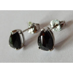 1.50 Carats Pear Stud Earrings Black Natural Earth Mined Diamonds White Gold 14K Finish
