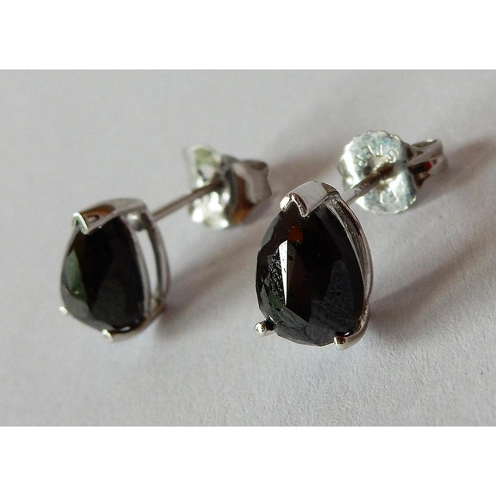 1.50 Carats Pear Stud Earrings Black Diamonds White Gold 14K Finish - Stud Earrings-harrychadent.ca