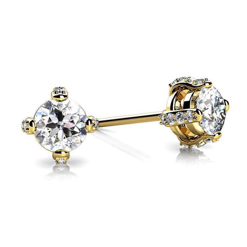 1.50 Carats Prong Set Diamond Stud Earring Yellow Gold 14K - Stud Earrings-harrychadent.ca