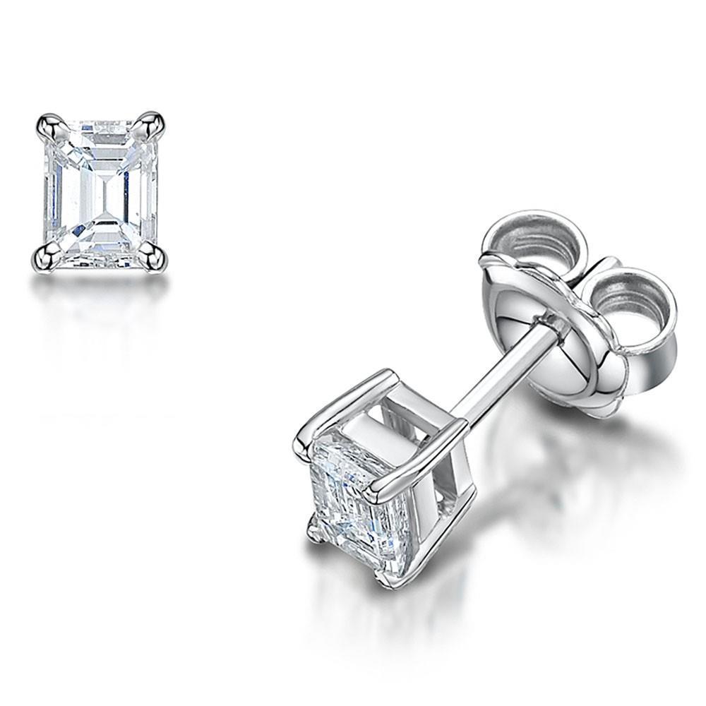 1.50 Carats Prong Set Emerald Cut Diamond Studs Earring Gold Jewelry - Stud Earrings-harrychadent.ca
