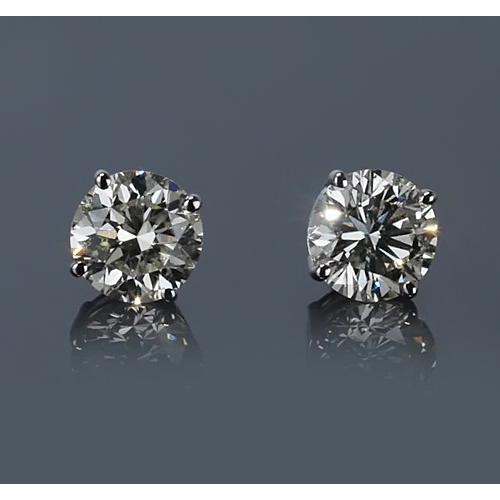 1.50 Carats Round Diamond White Gold 14K Stud Earring - Stud Earrings-harrychadent.ca