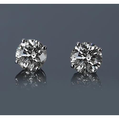 1.50 Carats Round Diamond White Gold 14K Stud Earring - Stud Earrings-harrychadent.ca