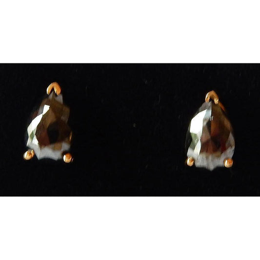 1.50 Carats Stud Earrings Pear Black Diamonds Nice Yellow Gold 14K - Stud Earrings-harrychadent.ca