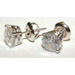 1.50 Ct E Vvs1 Round Natural Earth Mined Diamond Studs 14K White Gold Earring Post