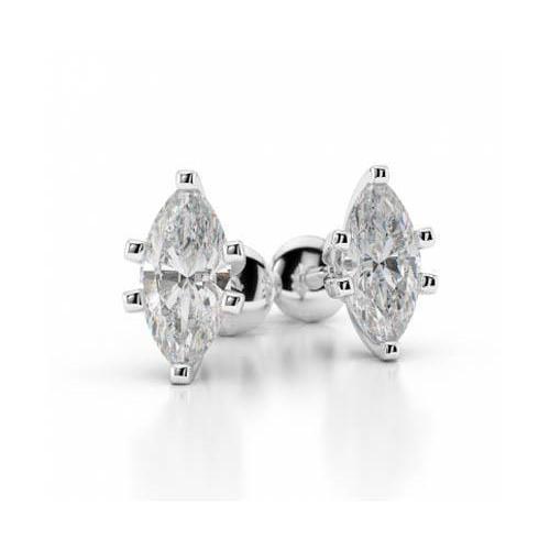 1 Carat Marquise Cut Diamond Stud Earring White Gold 14K Lady Jewelry - Stud Earrings-harrychadent.ca
