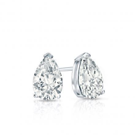 1 Carat Pear Cut Diamond Women Stud Earrings 14K White Gold - Stud Earrings-harrychadent.ca