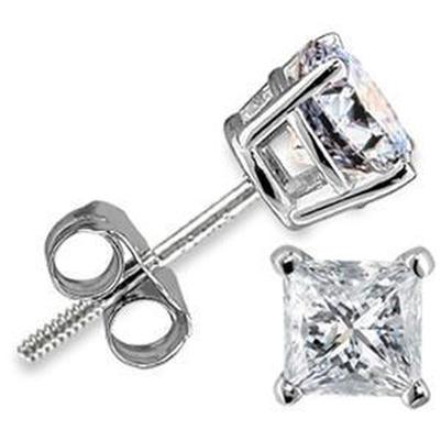 1 Carat Princess Cut Four Prong Set Diamond Stud Earring - Stud Earrings-harrychadent.ca