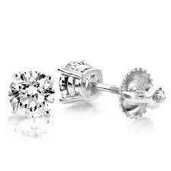 1 Carat Round Cut Diamond Lady Stud Earring White Gold 14K Fine Jewelry - Stud Earrings-harrychadent.ca