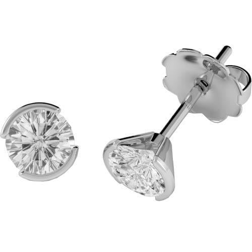 1 Carat Round Cut Solitaire Diamond Stud Earring 14K White Gold - Stud Earrings-harrychadent.ca