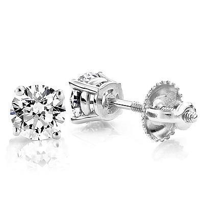 1 Carat Round Diamond Prong Set Lady Stud Earrings - Stud Earrings-harrychadent.ca