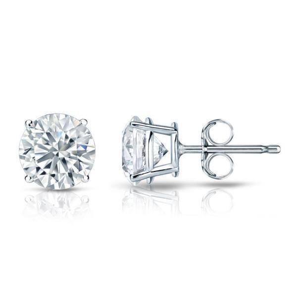 2.00 Ct Round Brilliant Cut Diamonds Ladies Studs Earrings White Gold - Stud Earrings-harrychadent.ca