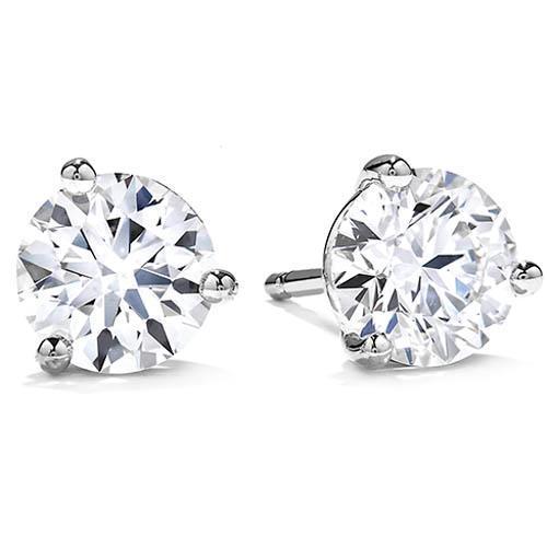 2.10 Carats Prong Setting Solitaire Round Diamond Stud Earring - Stud Earrings-harrychadent.ca