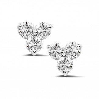 2.40 Carats Round Cut Diamond Lady Stud Earrings 14K White Gold - Stud Earrings-harrychadent.ca