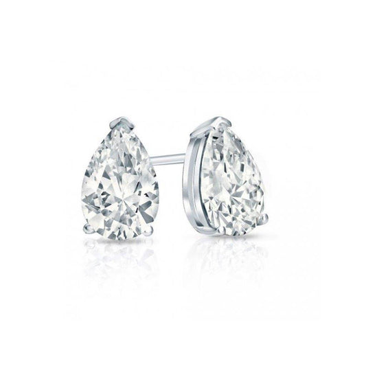 2.50 Carats Pear Cut Sparkling Diamonds Stud Earring White Gold 14K - Stud Earrings-harrychadent.ca