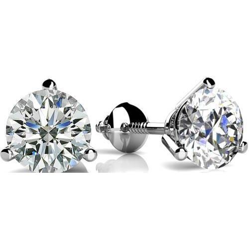 2 Carat Round Diamond Stud Earring White Gold 14K Prong Setting - Stud Earrings-harrychadent.ca