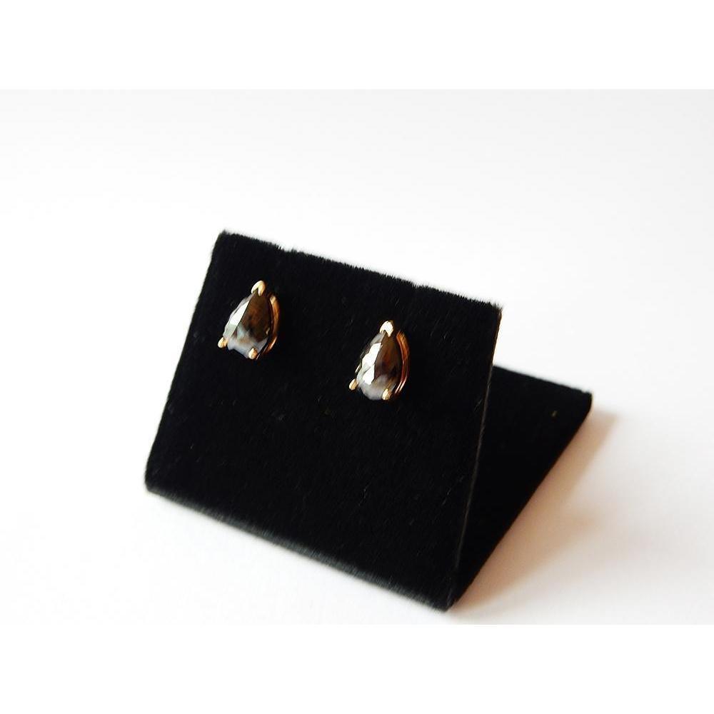2 Carats Black Diamonds Stud Earrings Pear Yellow Gold 14K Finish - Stud Earrings-harrychadent.ca