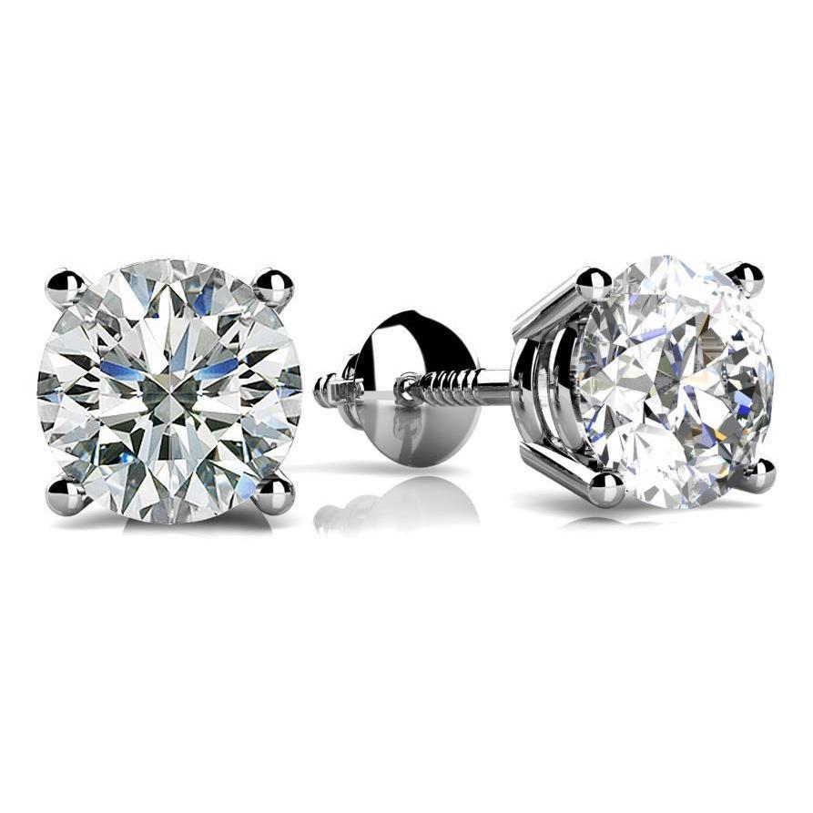 2 Carats Diamond Stud Earring Solid White Gold 14K - Stud Earrings-harrychadent.ca