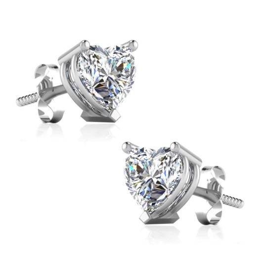 2 Carats Heart Shape Diamonds Women Studs Earring White Gold - Stud Earrings-harrychadent.ca