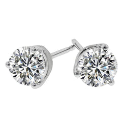 2 Carats Round Cut Natural Earth Mined Diamond Stud Women Earring Gold Jewelry Sparkling