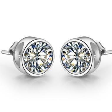 2 Carats Round Solitaire Diamond Stud Earring White Gold - Stud Earrings-harrychadent.ca