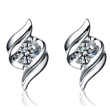 2 Carats Stud Earrings Sparkling Round Cut Diamonds White Gold - Stud Earrings-harrychadent.ca