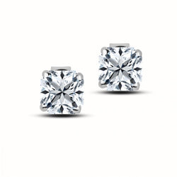 2 Ct F Vs1 Princess Cut Natural Earth Mined Diamond Women Stud Earring 14K White Gold