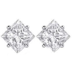 2 Ct Four Prong Set Princess Cut Diamond F Vs1 Stud Earring