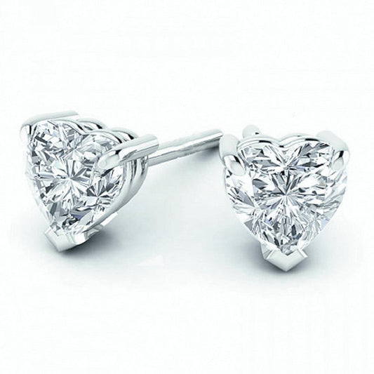 2 Ct Heart Cut Diamond Women Stud Earring Solid White Gold Jewelry - Stud Earrings-harrychadent.ca