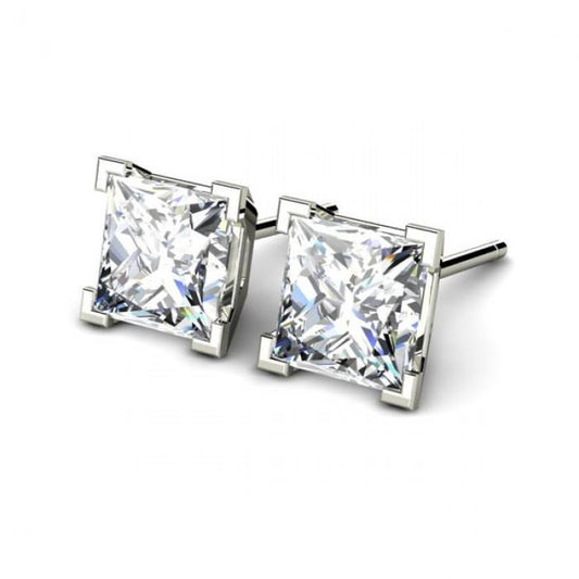 2 Ct Princess Cut F Vs1 Diamond Stud Earring 14K White Gold - Stud Earrings-harrychadent.ca