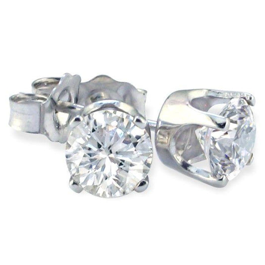 2 Ct Solitaire Round Studs Diamond Earring White Gold 14K - Stud Earrings-harrychadent.ca