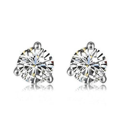 2 Ct. Sparkling Round Stud Natural Earth Mined Diamond Fine Earring Lady White Gold