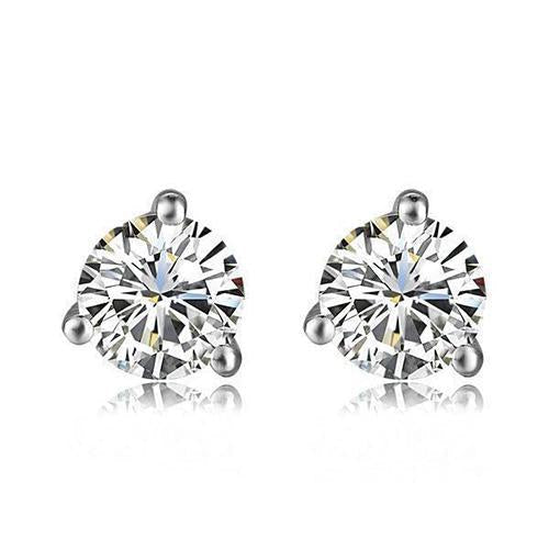 2 Ct. Sparkling Round Stud Diamond Fine Earring Lady White Gold - Stud Earrings-harrychadent.ca